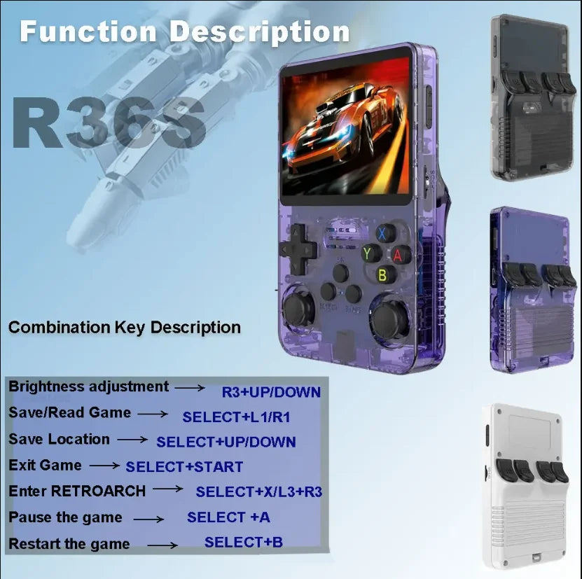 R36S Retro Game Console Arkos System 3.5" 64GB 15000+128G 20000+ Games