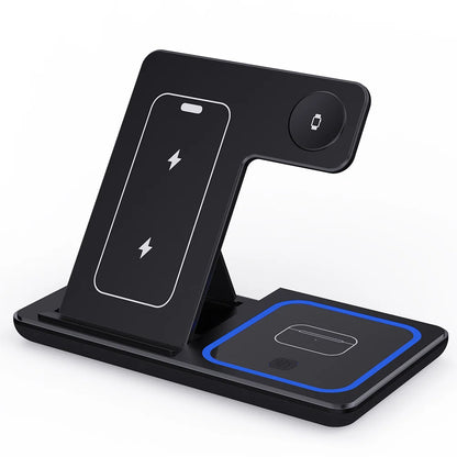 30W 3 in 1 Night Light Wireless Charger Stand For iPhone 17 16 15 14 13 12 Apple Watch Airpods Foldable Fast Charging Station