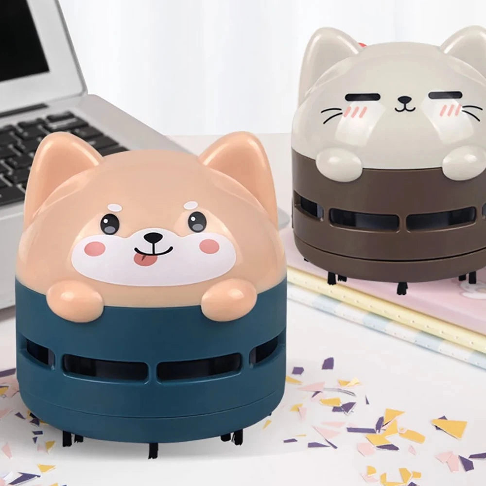 Mini Handheld Desktop Vacuum Cleaner Portable USB Rechargeable Cleaner Cartoon Shape Eraser Dander Confetti Cleaning Brush