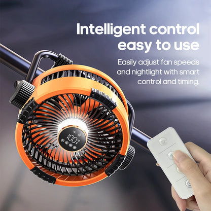 Portable 6 in 1 Outdoor Camping Fan 20000mAh Rechargeable Wireless Tent Ceiling Fan 4 Speed Adjustment LED Lighting Power Bank