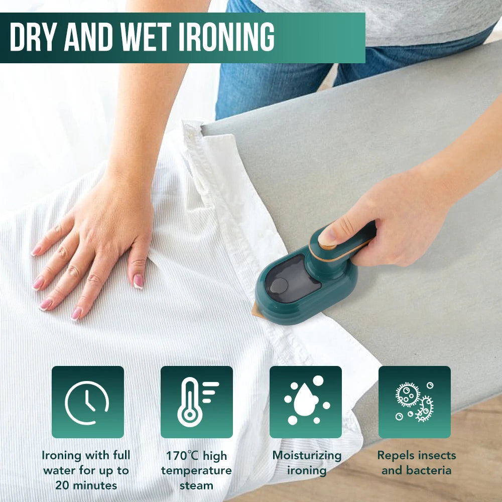 Mini Steam Iron Handheld Portable Garment Steamer Dry Wet Double Clothes Fabric Ironing Machine for Home Travel Household Gadget